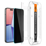 Spigen iPhone 16 Plus EZ Fit Glas.tR Skærmbeskyttelse 2. Stk - Privacy Filter - Case Friendly - Gennemsigtig