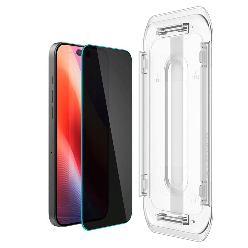 Spigen iPhone 17 / 17 Pro / 16 Pro EZ Fit Glas.tR Skærmbeskyttelse 2. Stk - Privacy Filter - Case Friendly - Gennemsigtig