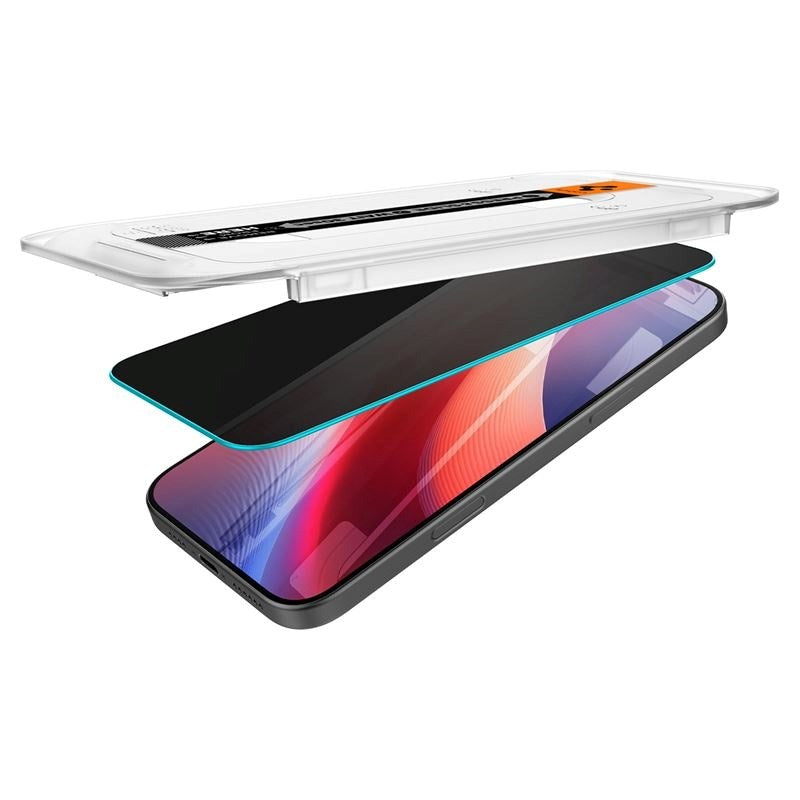 Spigen iPhone 17 / 17 Pro / 16 Pro EZ Fit Glas.tR Skærmbeskyttelse 2. Stk - Privacy Filter - Case Friendly - Gennemsigtig
