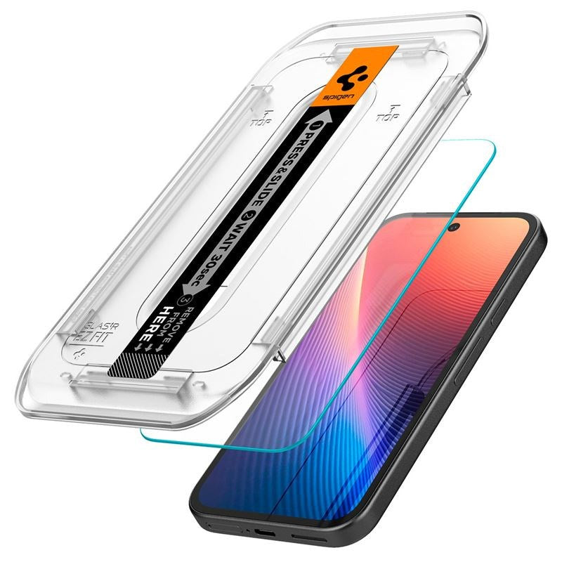 Google Pixel 9a - Spigen EZ Fit Glas tR Skærmbeskyttelse - 2 stk - Case Friendly - Gennemsigtig