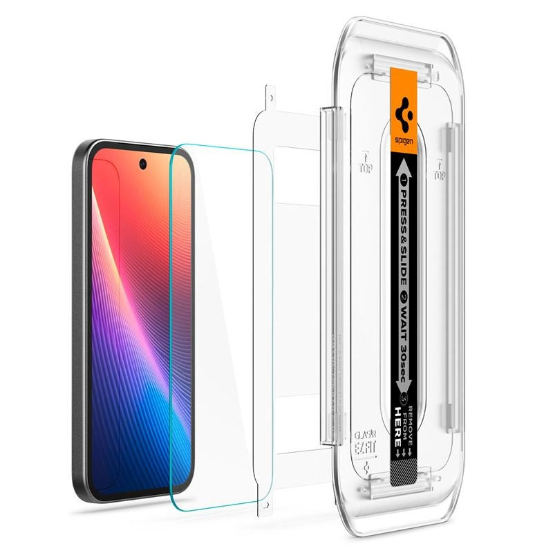 Google Pixel 9a - Spigen EZ Fit Glas tR Skærmbeskyttelse - 2 stk - Case Friendly - Gennemsigtig