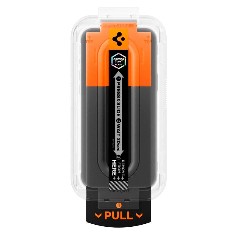 Spigen iPhone 17 / 17 Pro / 16 Pro Glass tR EZ Fit Pro HD Skærmbeskyttelsesglas - Gennemsigtig