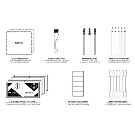 KeyBudz Rengøringssæt til Tastatur og Høretelefoner og Mobil