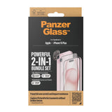 PanzerGlass iPhone 15 Plus 2-i-1 Bundle m. EasyAligner - Skærmbeskyttelse / Kamerabeskyttelse - Gennemsigtig / Sort