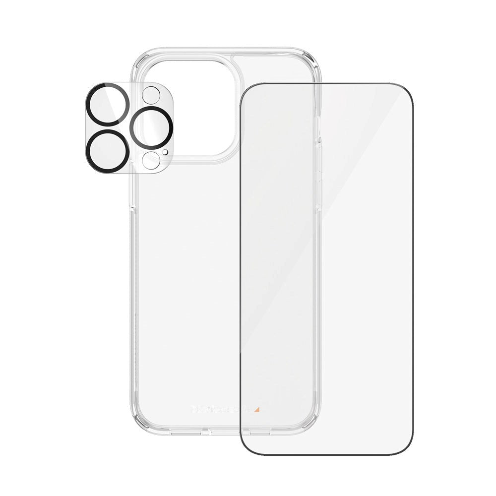 PanzerGlass iPhone 15 Pro Max 3-i-1 Bundle m. EasyAligner - Skærmbeskyttelse (UWF) / Bagsidecover / Kamerabeskyttelse - Gennemsigtig / Sort