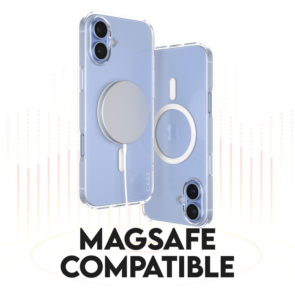 iPhone 16 Plus CARE By PanzerGlass 3-i-1 FLAGSHIP MagSafe Bundle - Skærmbeskyttelse (UWF) / Bagsidecover / Kamerabeskyttelse - Gennemsigtig / Hvid