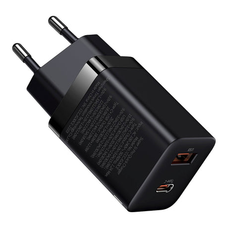 Baseus 30W Super Si Pro PD Vægoplader USB-C & USB-A - Sort