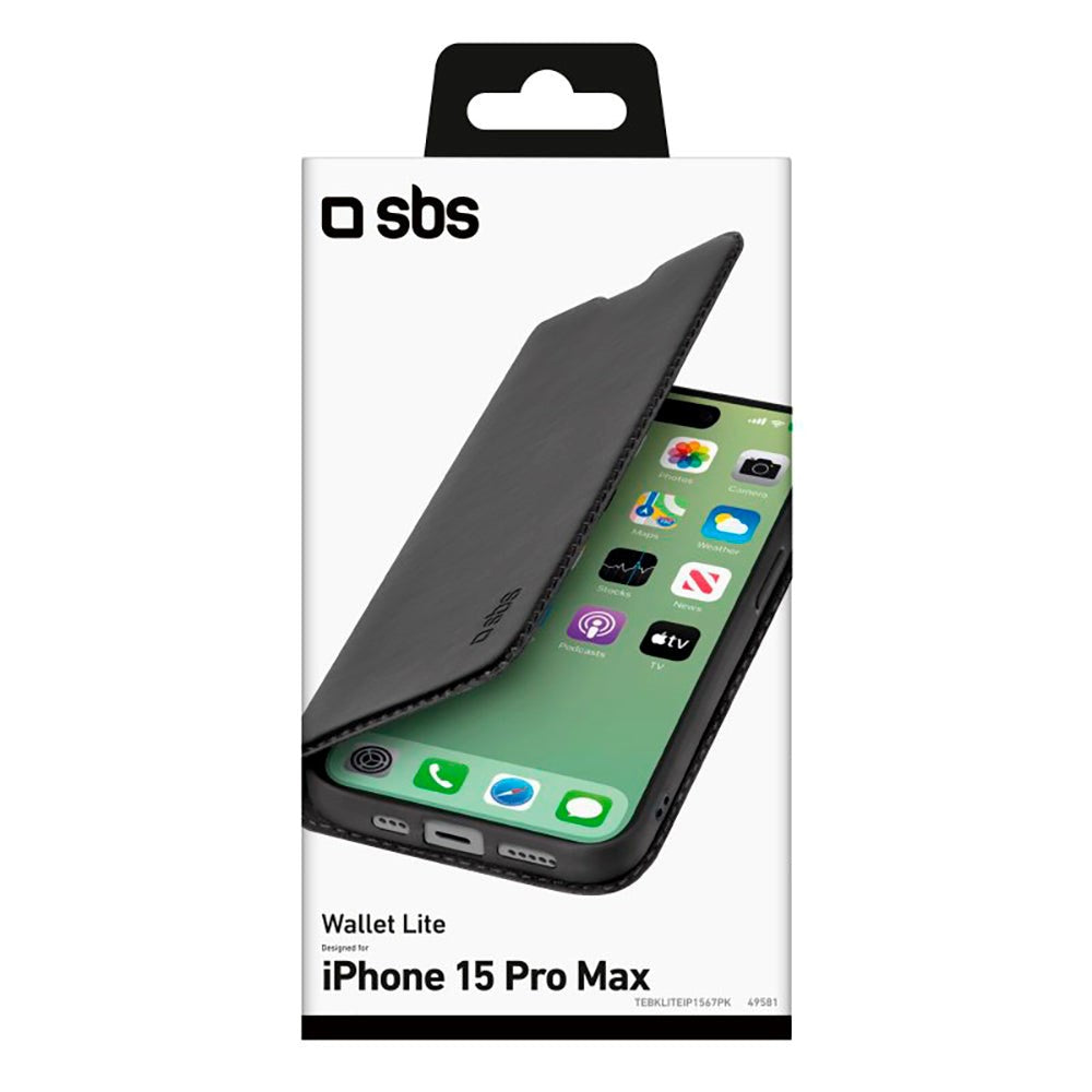 iPhone 15 Pro Max SBS Wallet Lite Læder Cover - Sort