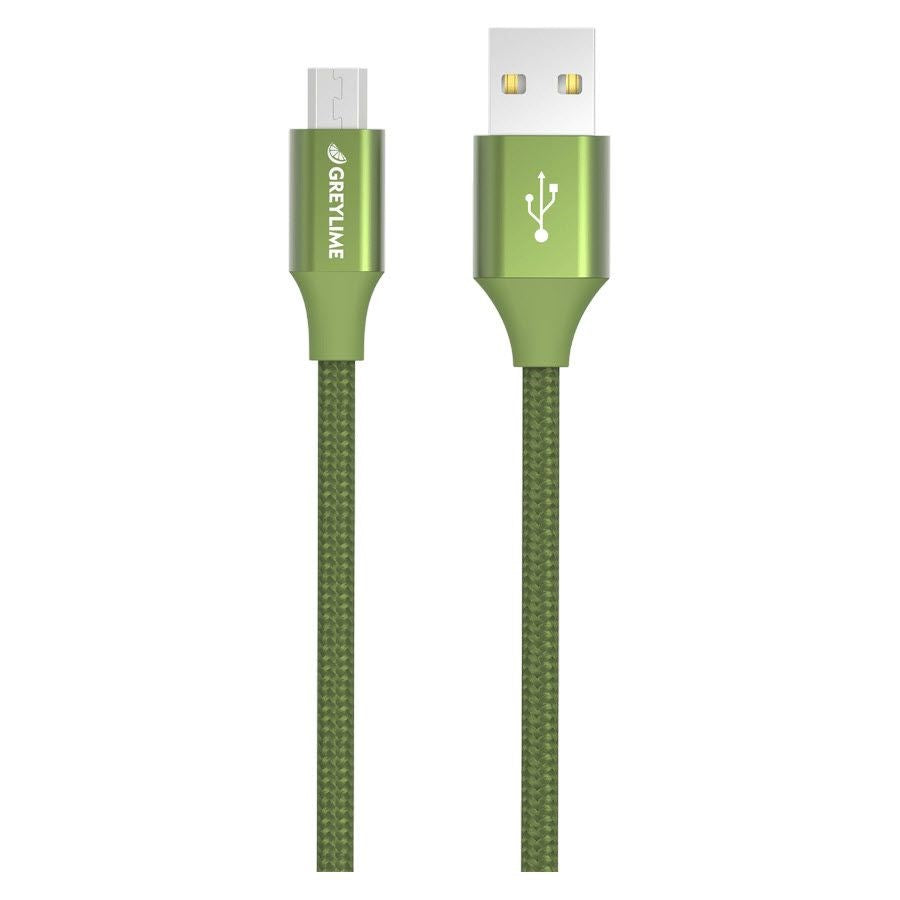 GreyLime Braided USB-A til Micro USB Kabel 1 meter  - Grøn