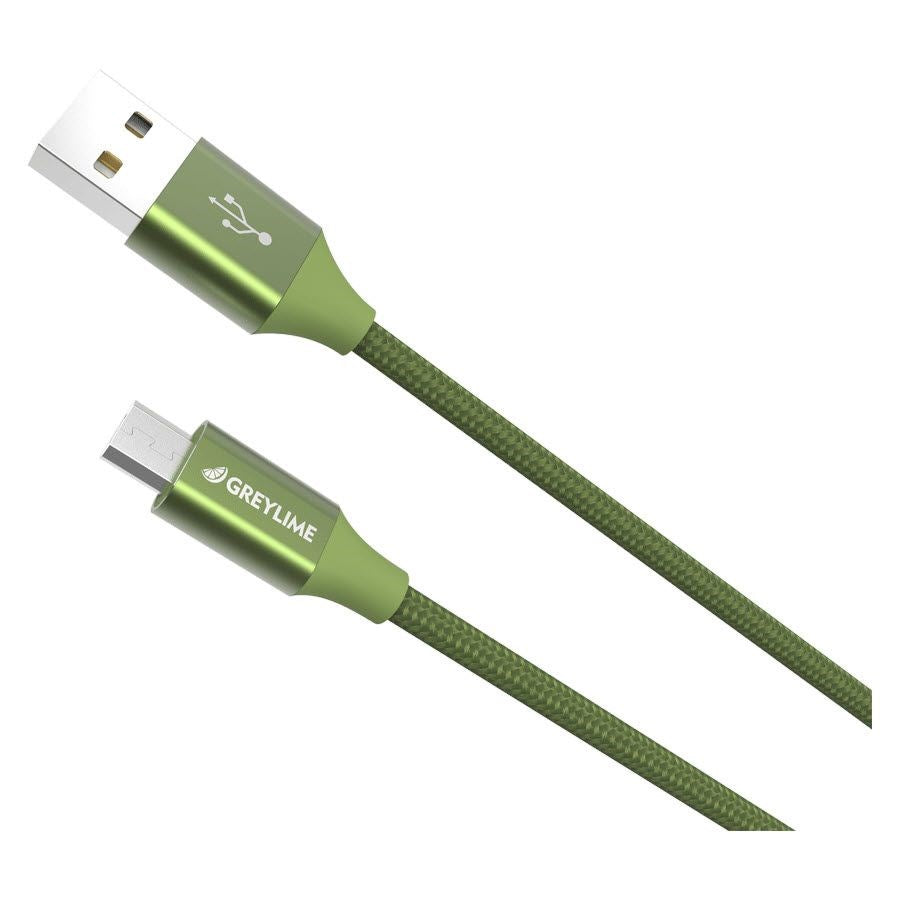 GreyLime Braided USB-A til Micro USB Kabel 1 meter  - Grøn