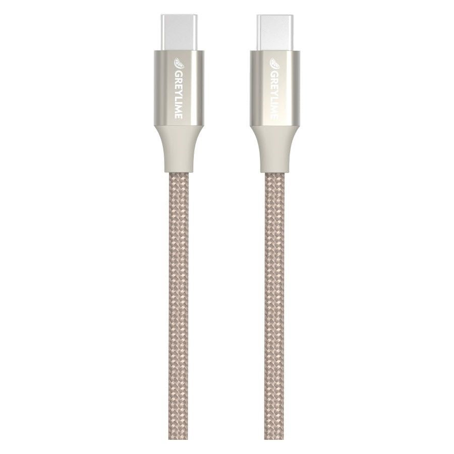 GreyLime 60W Braided USB-C til USB-C Kabel 2 meter - Beige