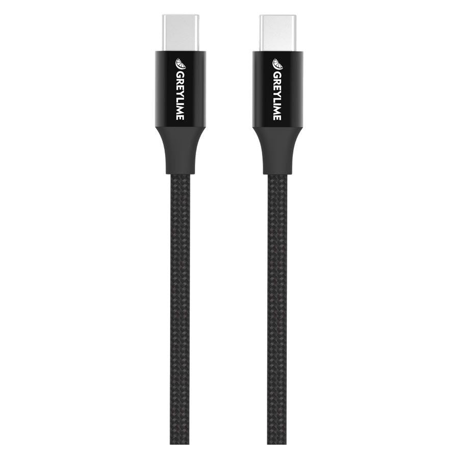 GreyLime 60W Braided USB-C til USB-C Kabel 2 meter - Sort