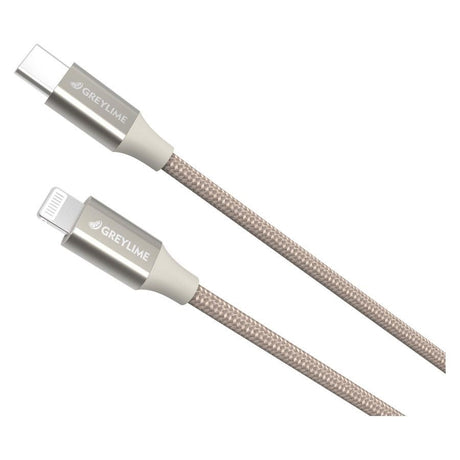 GreyLime 18W Braided USB-C til Lightning Kabel 1 meter - Beige