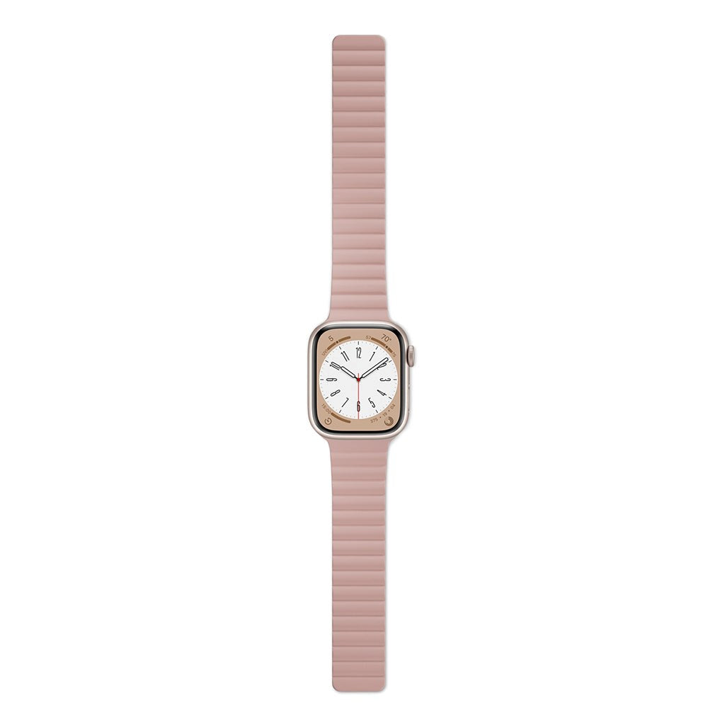 Epico Apple Watch (42/44/SE/45/46/49mm) Magnetisk Silikone Urrem - Lyserød / Grå