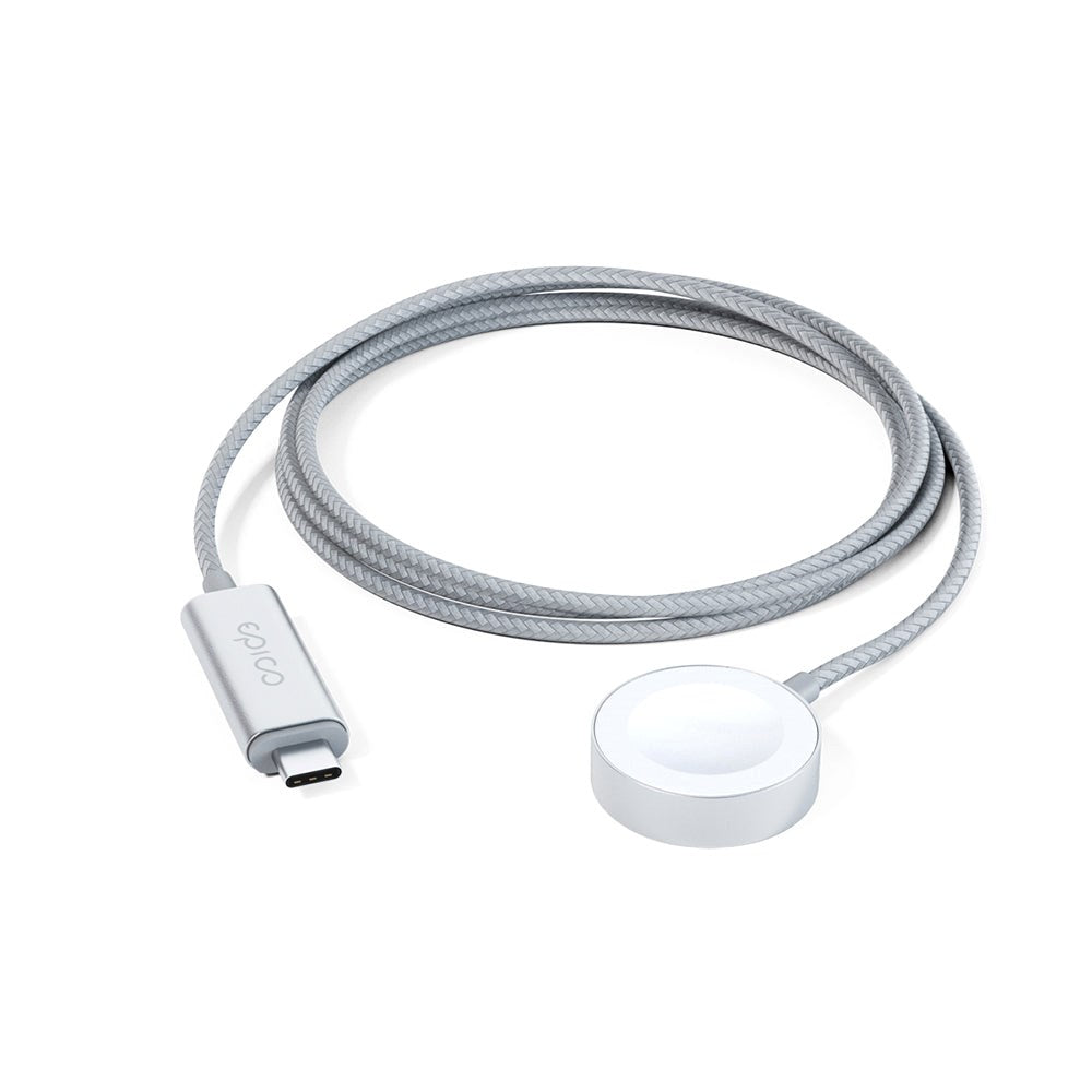 Epico Apple Watch 3W Magnetisk Opladerkabel m. USB-C - 1.2 m. - Sølv