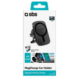 SBS MagCharge Mobilholder til Bil m. Trådløs Opladning 15W - MagSafe Kompatibel - Sort