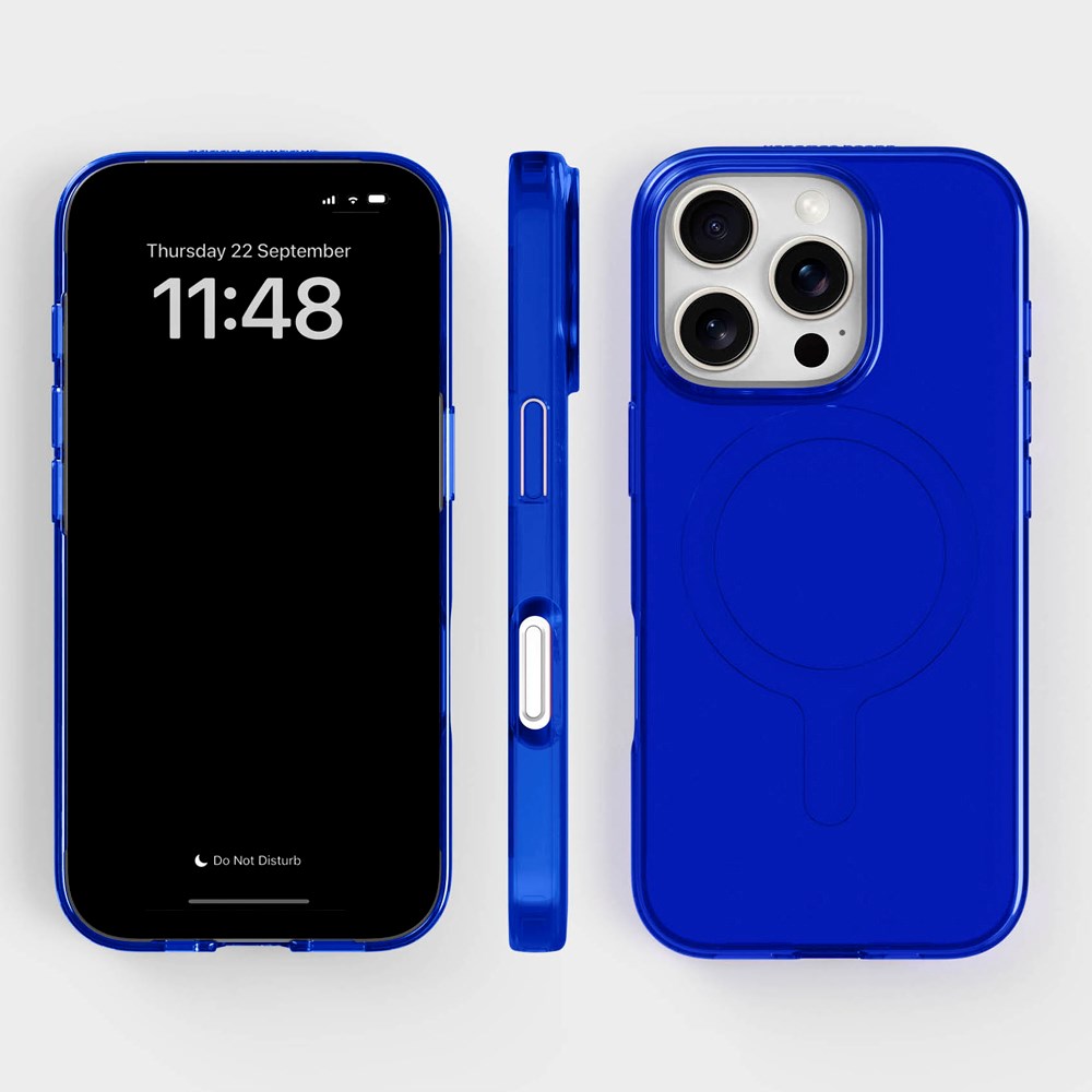 agood company iPhone 16 Pro CLRPRTCT 100% Genbrugs Plastik Mobil Cover - Transparent / Cobalt Blue