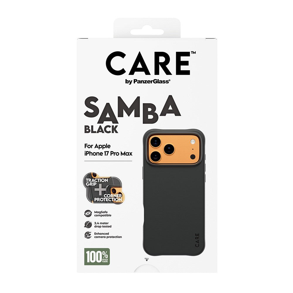 iPhone 17 Pro Max CARE by PanzerGlass Fashionable Samba Mobil Cover - MagSafe Kompatibel - Black