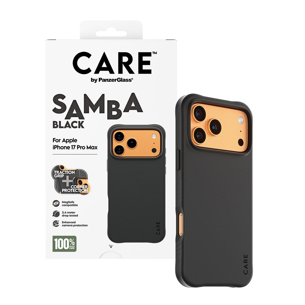iPhone 17 Pro Max CARE by PanzerGlass Fashionable Samba Mobil Cover - MagSafe Kompatibel - Black