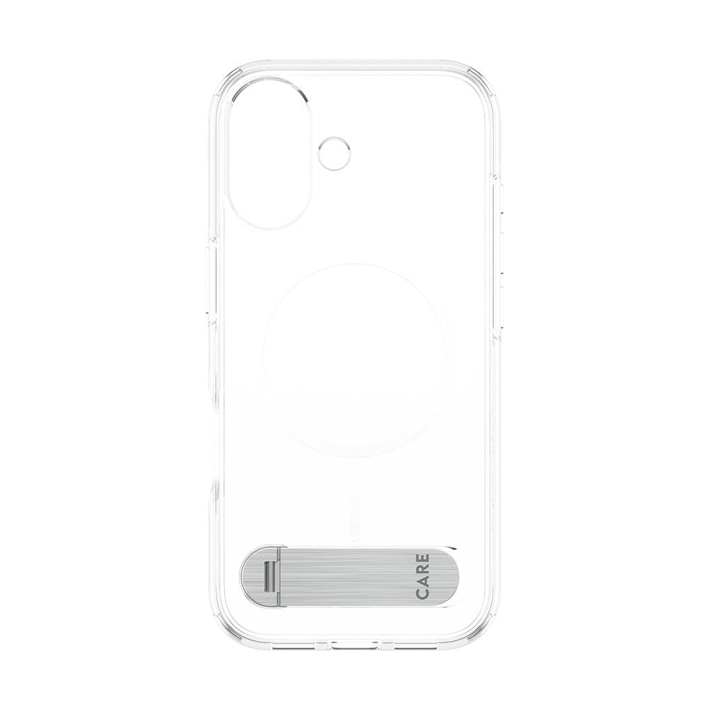 iPhone 17 CARE by PanzerGlass Feature Kickstand Mobil Cover - MagSafe Kompatibel - Transparent / Silver