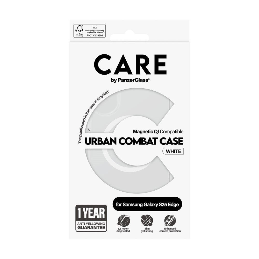 Samsung Galaxy S25 Edge CARE by PanzerGlass FLAGSHIP Urban Combat Case - MagSafe Kompatibel - Transparent / White