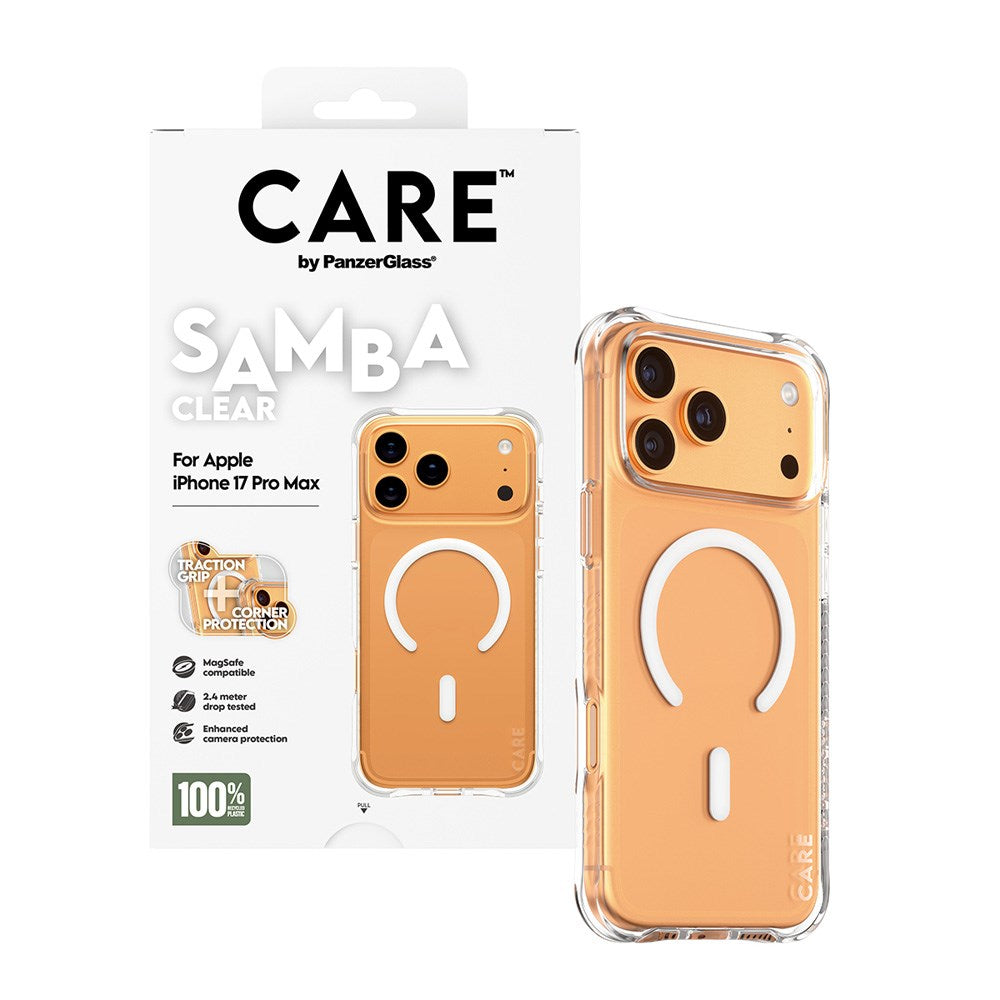 iPhone 17 Pro Max CARE by PanzerGlass Fashionable Samba Mobil Cover - MagSafe Kompatibel - Transparent