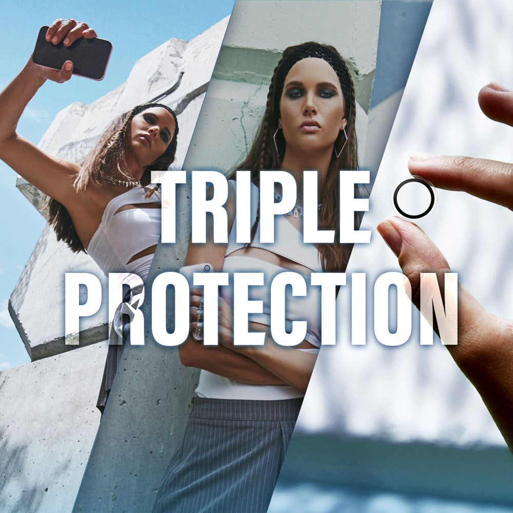 iPhone 16e CARE By PanzerGlass 3-i-1 FASHION Bundle - Skærmbeskyttelse (UWF) / Bagsidecover / Kamerabeskyttelse - Gennemsigtig / Hvid