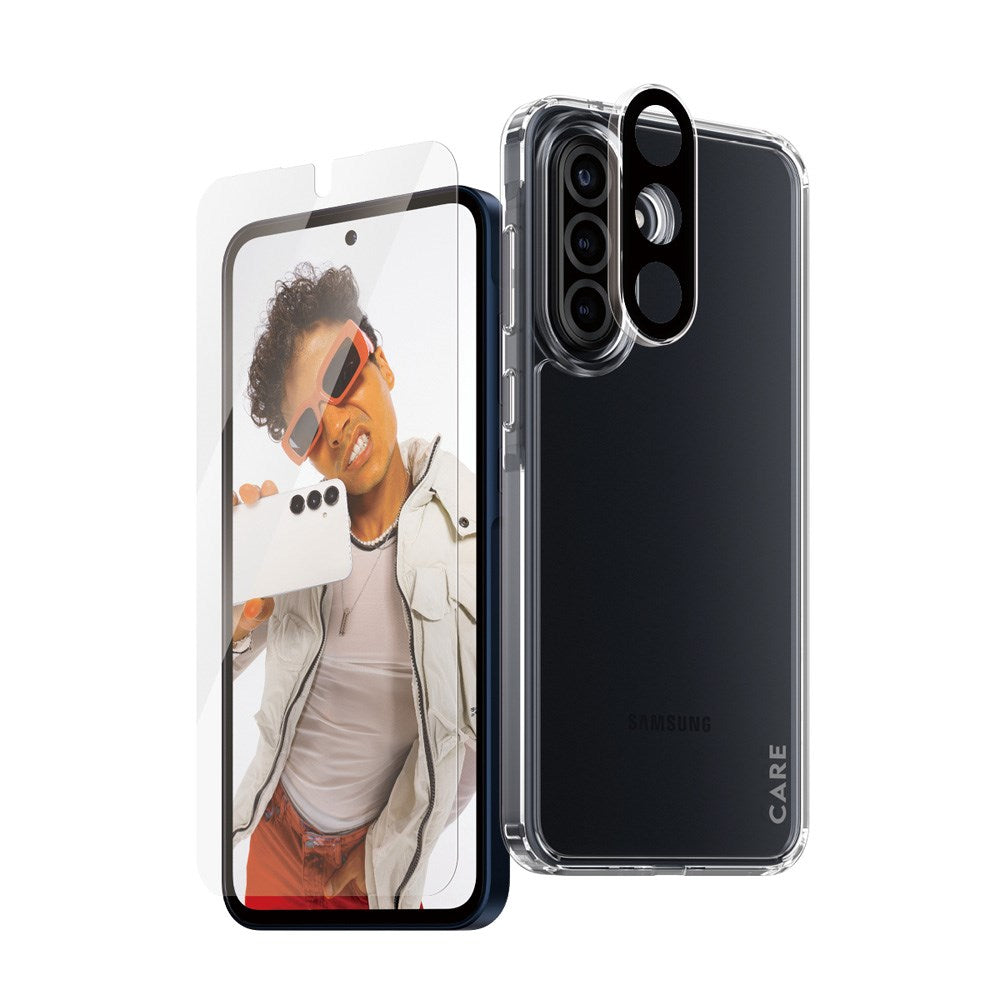 CARE by PanzerGlass - Samsung Galaxy A36 (5G) - 3-i-1 FLAGSHIP Bundle - Cover / Skærmbeskyttelse (UWF) / Kamerabeskyttelse - Gennemsigtig
