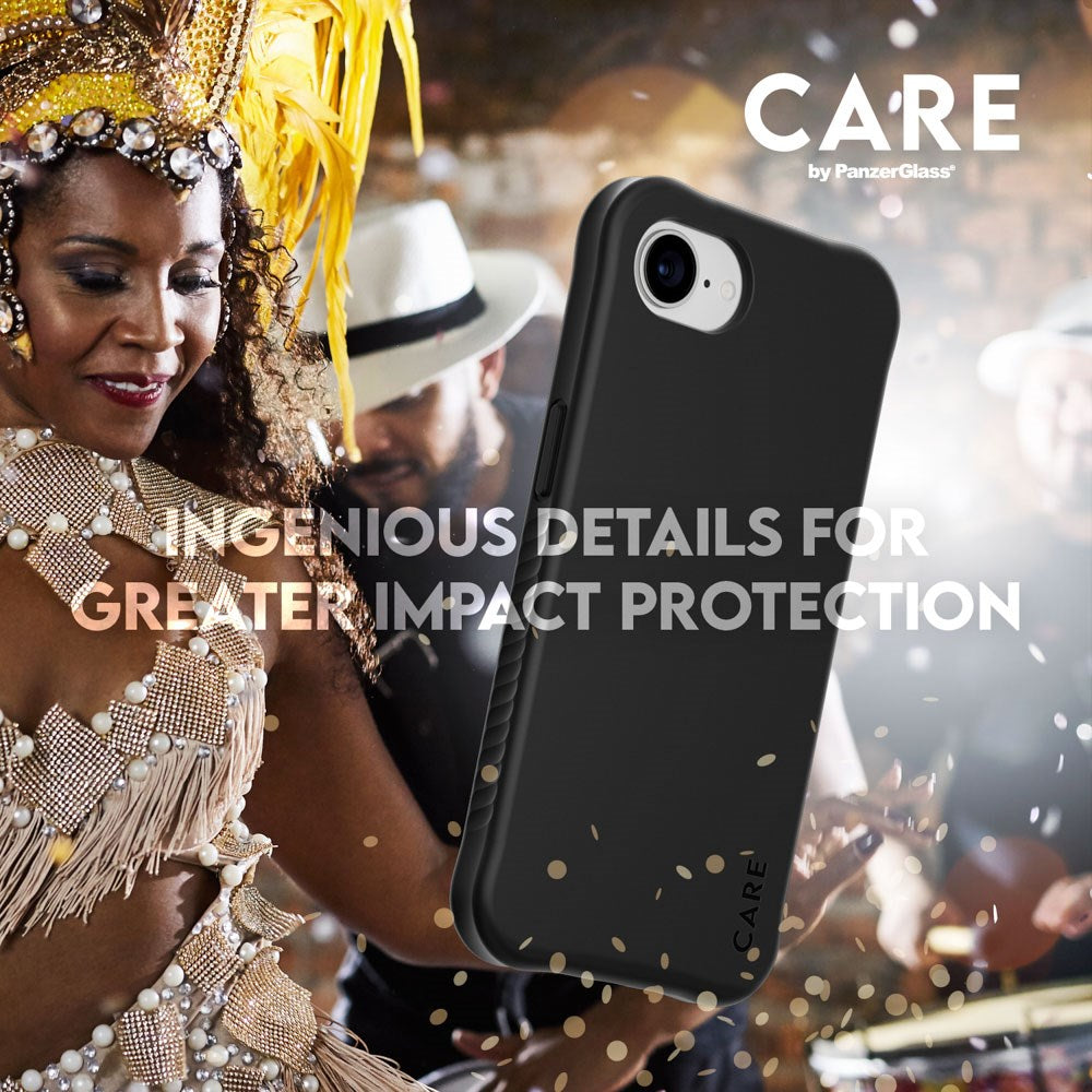 iPhone 16e CARE by PanzerGlass Fashionable Samba Mobil Cover - MagSafe Kompatibel - Sort