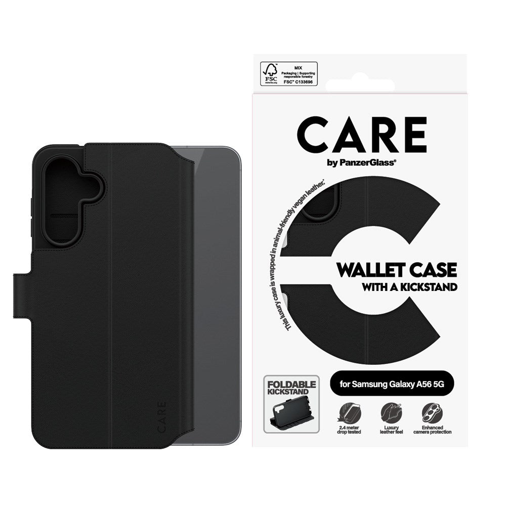 CARE by PanzerGlass Samsung Galaxy A56 (5G) Feature Wallet Case m. Ståfunktion og Kortholder - Sort