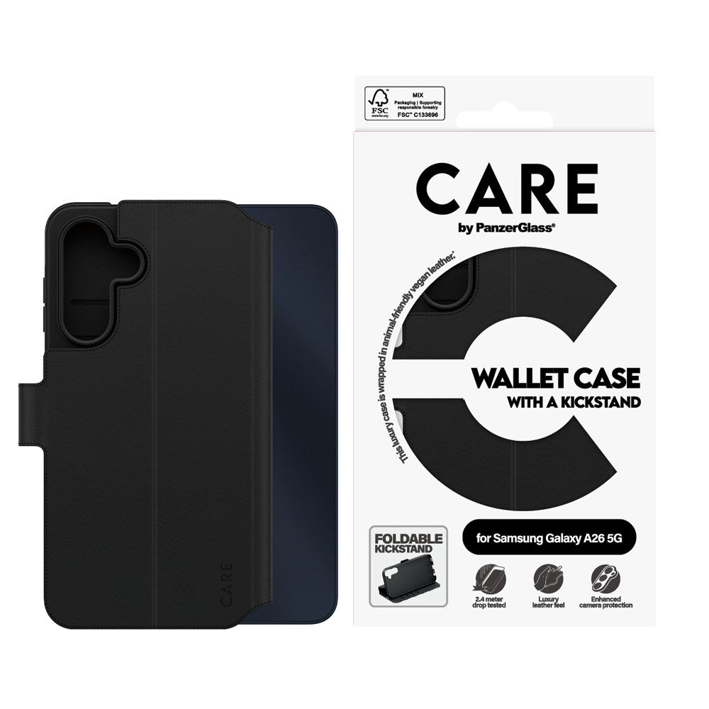 CARE by PanzerGlass Samsung Galaxy A26 (5G) Feature Wallet Case m. Ståfunktion og Kortholder - Sort