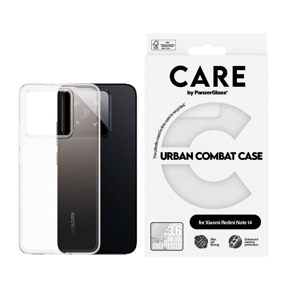 Xiaomi Redmi Note 14 (4G) CARE by PanzerGlass FLAGSHIP Urban Combat Case - Gennemsigtig