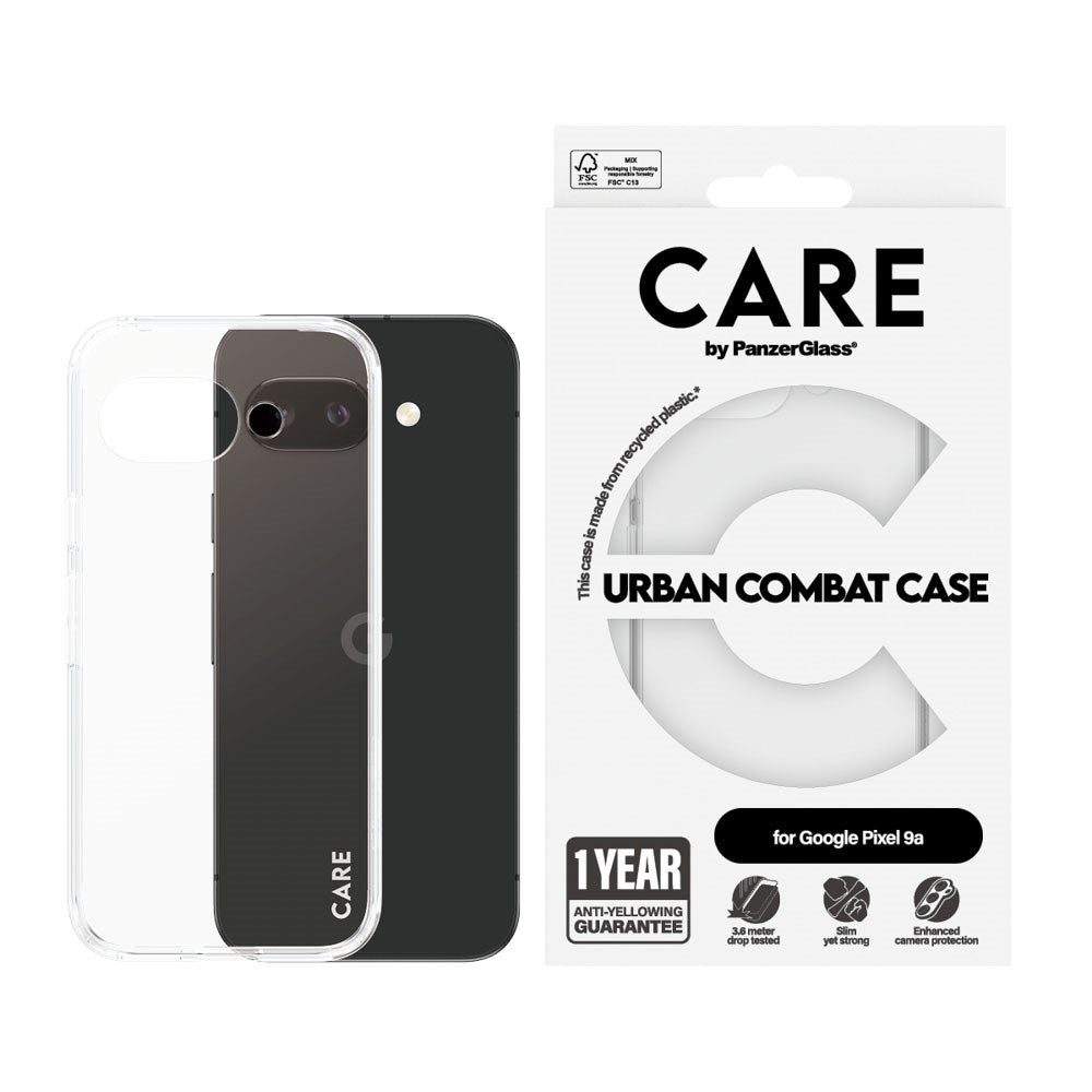 Google Pixel 9a CARE by PanzerGlass FLAGSHIP Urban Combat Case - Transparent