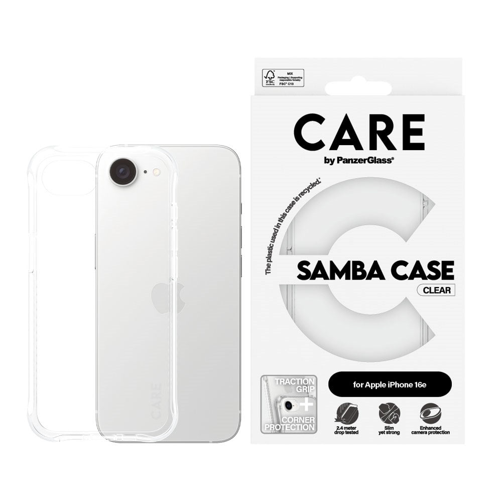iPhone 16e CARE by PanzerGlass Fashionable Samba Mobil Cover - Gennemsigtig