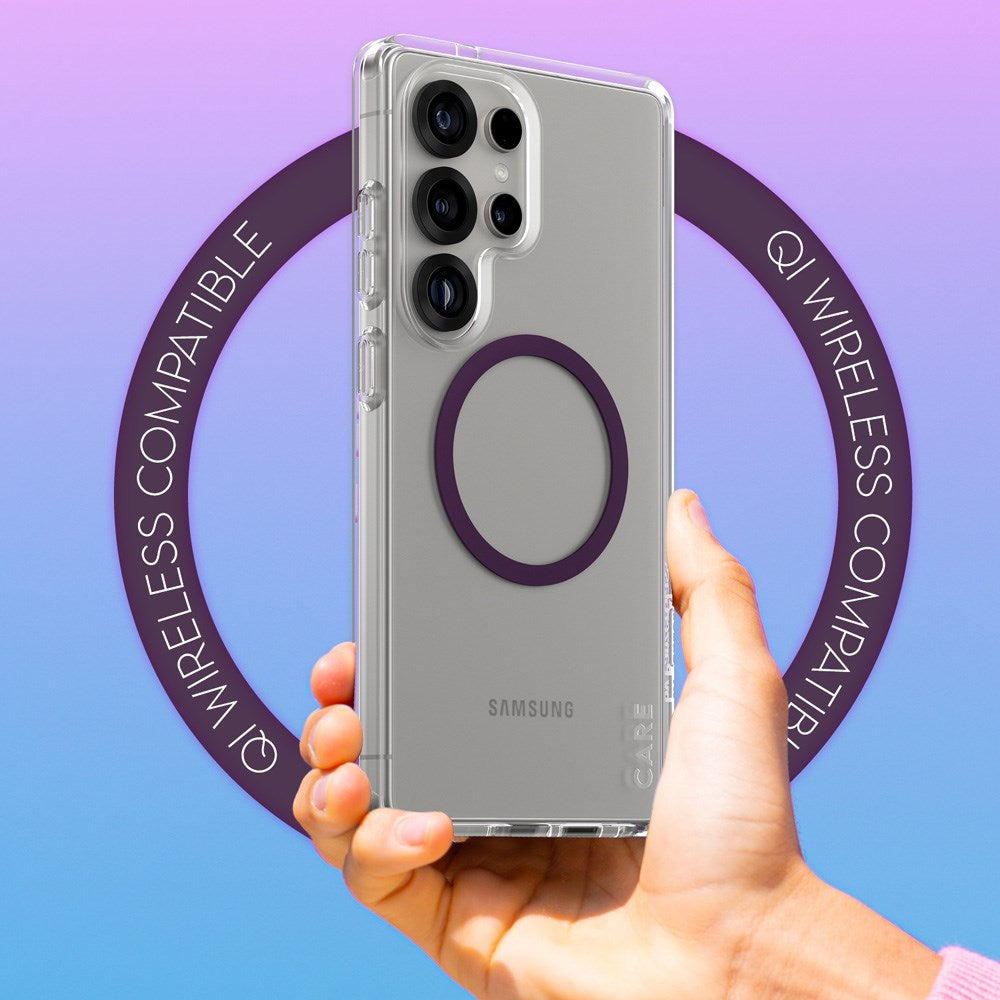 Samsung Galaxy S25 Ultra CARE by PanzerGlass FLAGSHIP Urban Combat Case - Qi Kompatibel -Gennemsigtig / Plum Purple