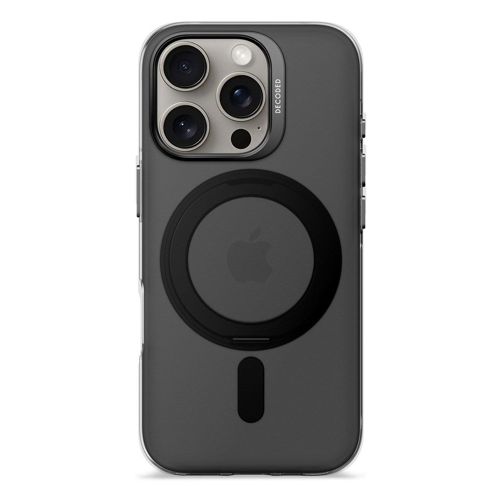 Decoded iPhone 16 Pro Loop Stand Back Cover - 100% Genbrugsplast - MagSafe Kompatibel - Gennemsigtig / Mat Sort
