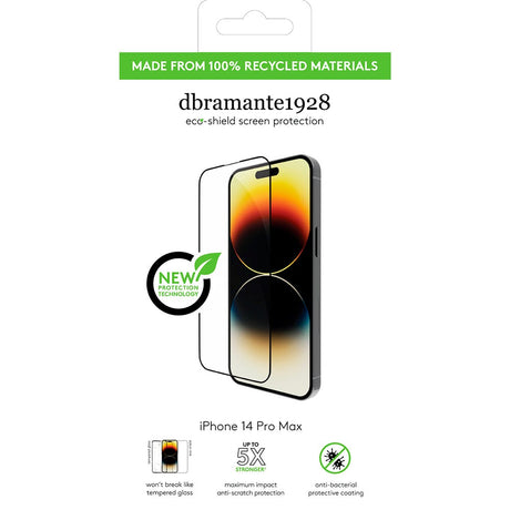 dbramante1928 iPhone 14 Pro Max Eco-Shield Skærmbeskyttelse m. Installationsramme - Sort Kant