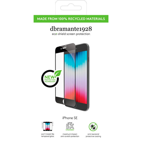 dbramante1928 iPhone SE (2022 / 2020) / 8 / 7 / 6s / 6 Eco-Shield Skærmbeskyttelse m. Installationsramme - Sort Kant