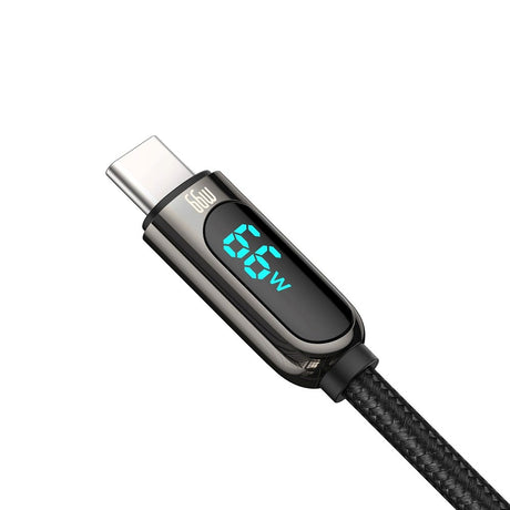 Baseus Display 66W Fast Charging USB-A til USB-C Kabel - 1m - Sort