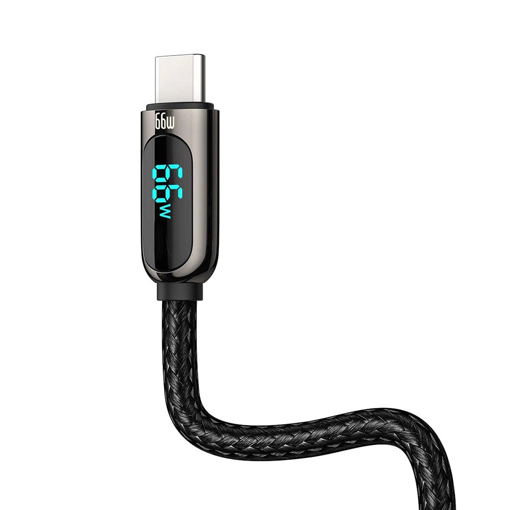 Baseus Display 66W Fast Charging USB-A til USB-C Kabel - 1m - Sort