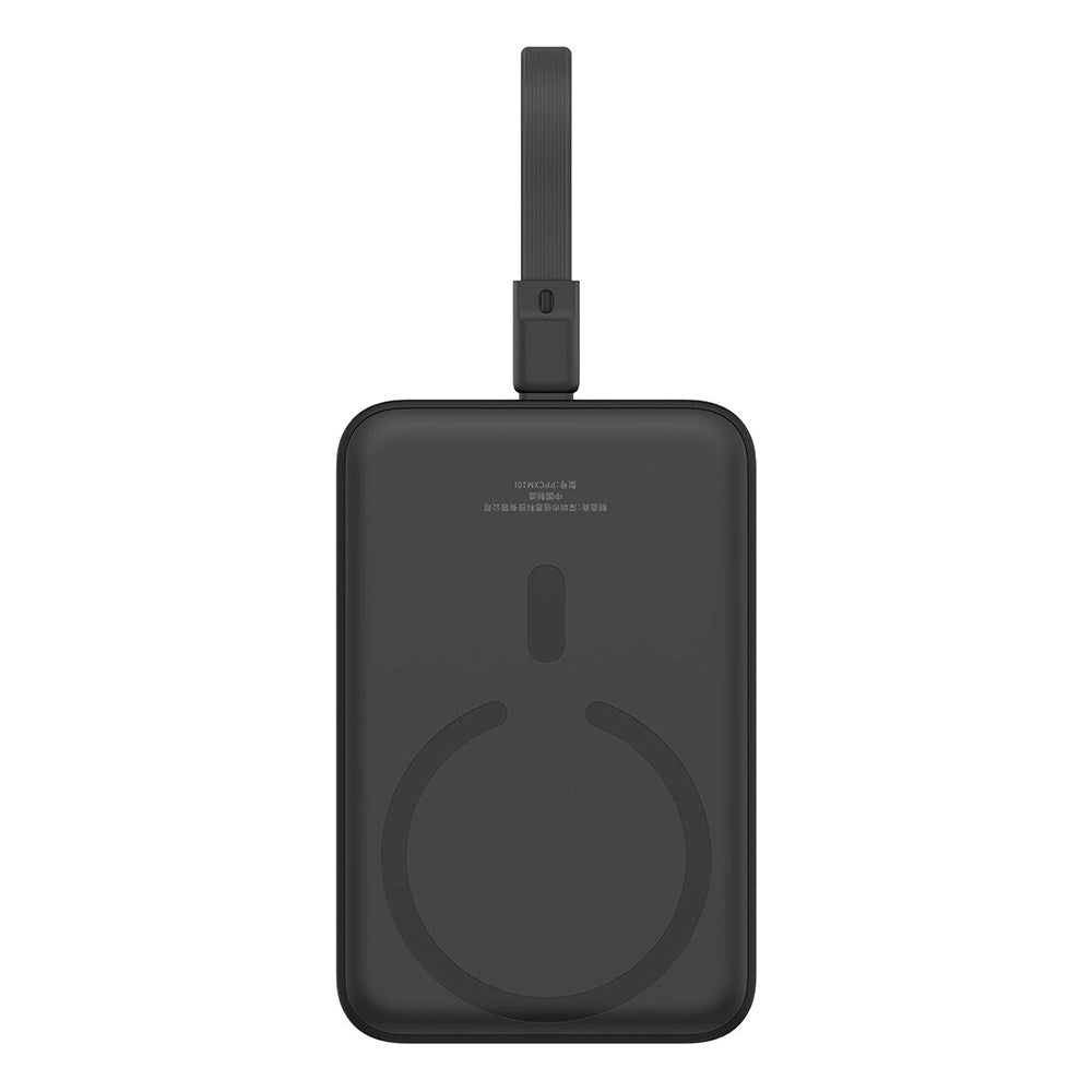 Baseus Qi Powerbank 20W m. USB-C Kabel & Indbygget Lightning Kabel - 10.000 mAh - MagSafe Kompatibel - Sort