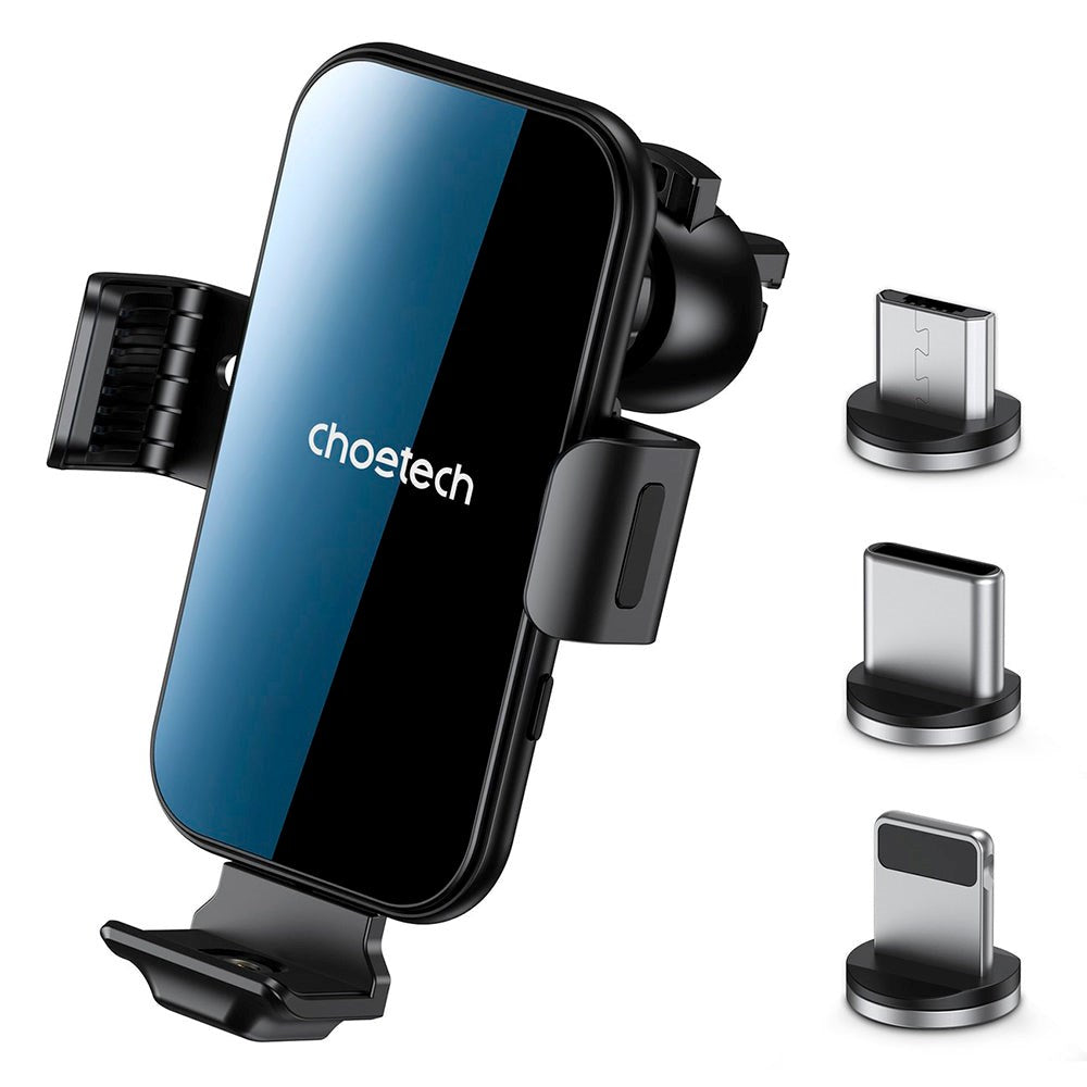 Choetech T201-F Mobilholder til Ventilationsanlæg m. Qi Trådløs Opladning - Max Mobil: 55 - 125mm - Sort