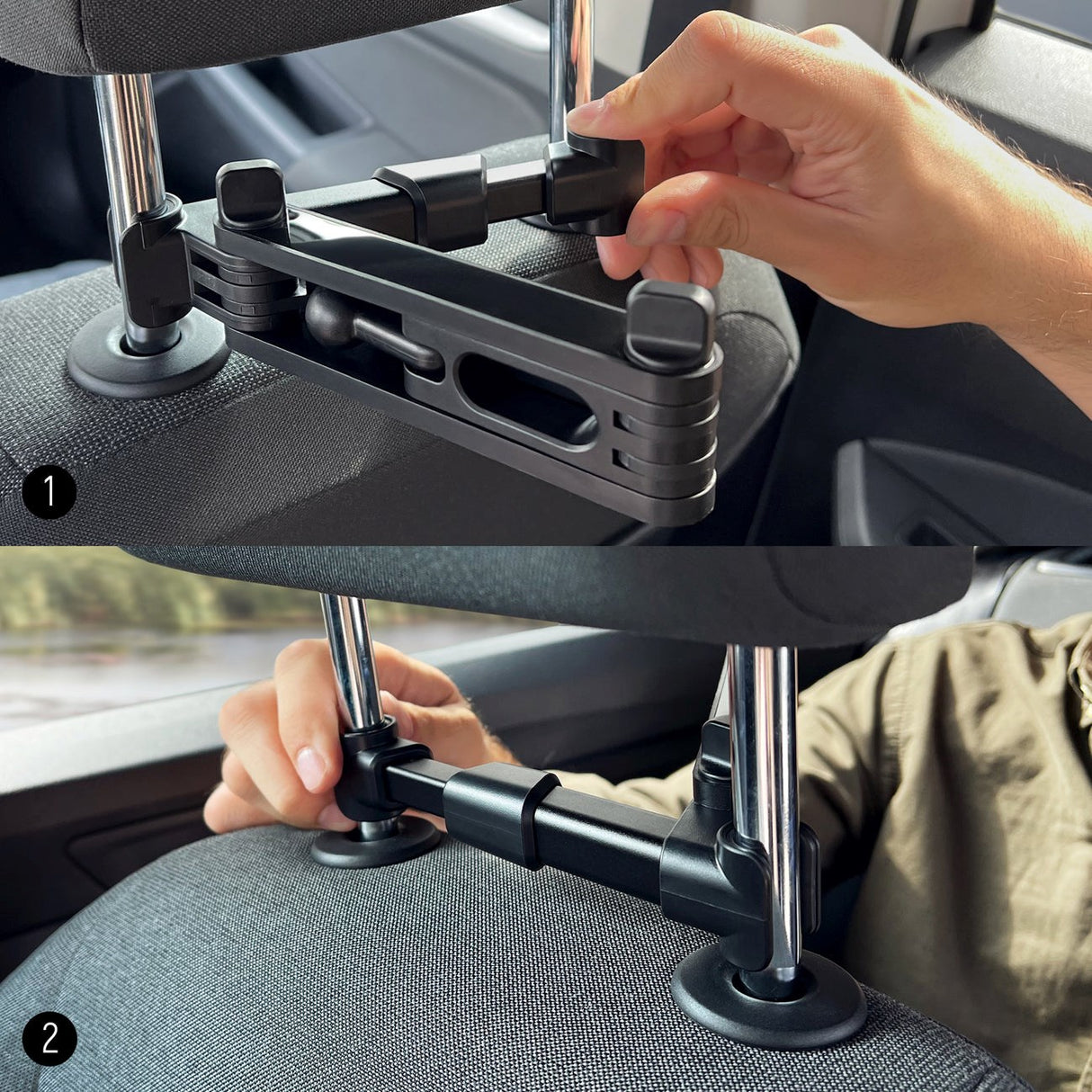 Wozinsky Backseat Car Mount Til Bilens Nakkestøtte - Max: 125 - 205mm - Sort