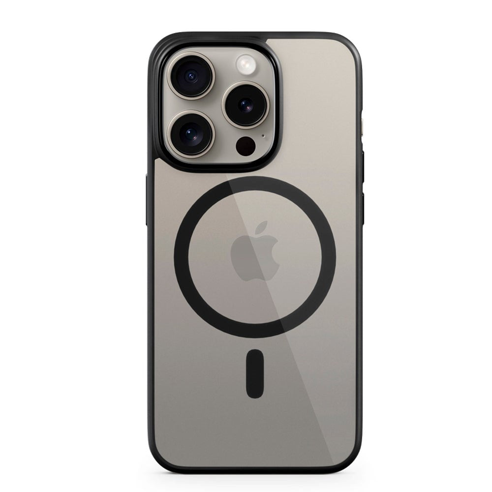 Epico iPhone 15 Pro Mag+ Hero Mobil Cover - MagSafe Kompatibel - Gennemsigtig / Sort