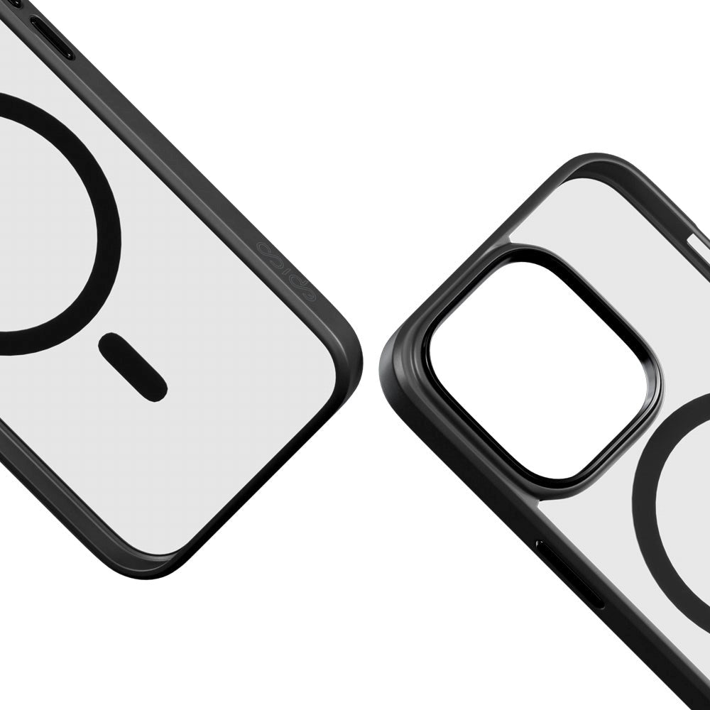 Epico iPhone 15 Pro Mag+ Hero Mobil Cover - MagSafe Kompatibel - Gennemsigtig / Sort