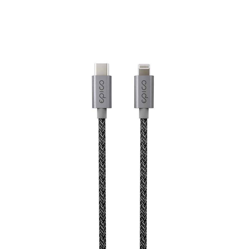 Epico Braided PD 60W USB-C til Lightning Kabel - 180cm - Space Grey