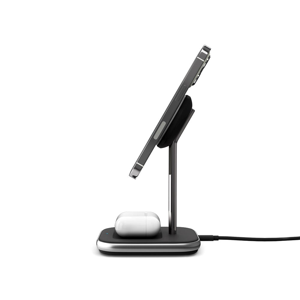 Epico MagSafe 2-i-1 Trådløs Oplader 15W m. PD 20W Vægoplader - MagSafe Kompatibel - Sort