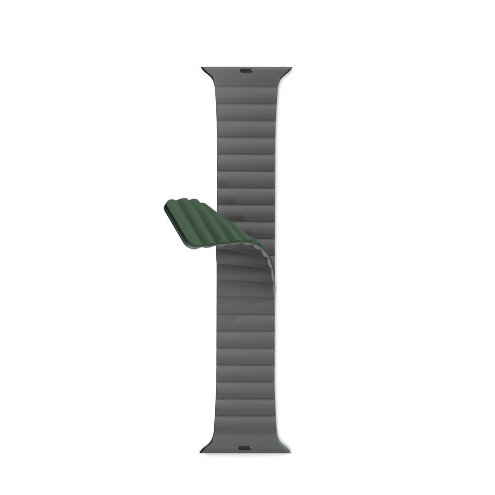 Epico Apple Watch (42/44/SE/45/46/49mm) Magnetisk Silikone Urrem - Grå / Grøn