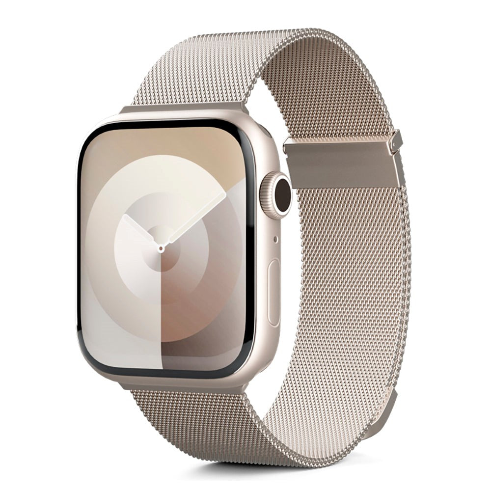 Apple Watch (38/40/SE/41/42mm) Epico Milanese+ (Plus) Stål Rem - Starlight