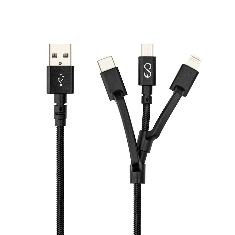 Epico 3in1 Multi Kabel - USB-C / Micro USB / Lightning - Sort